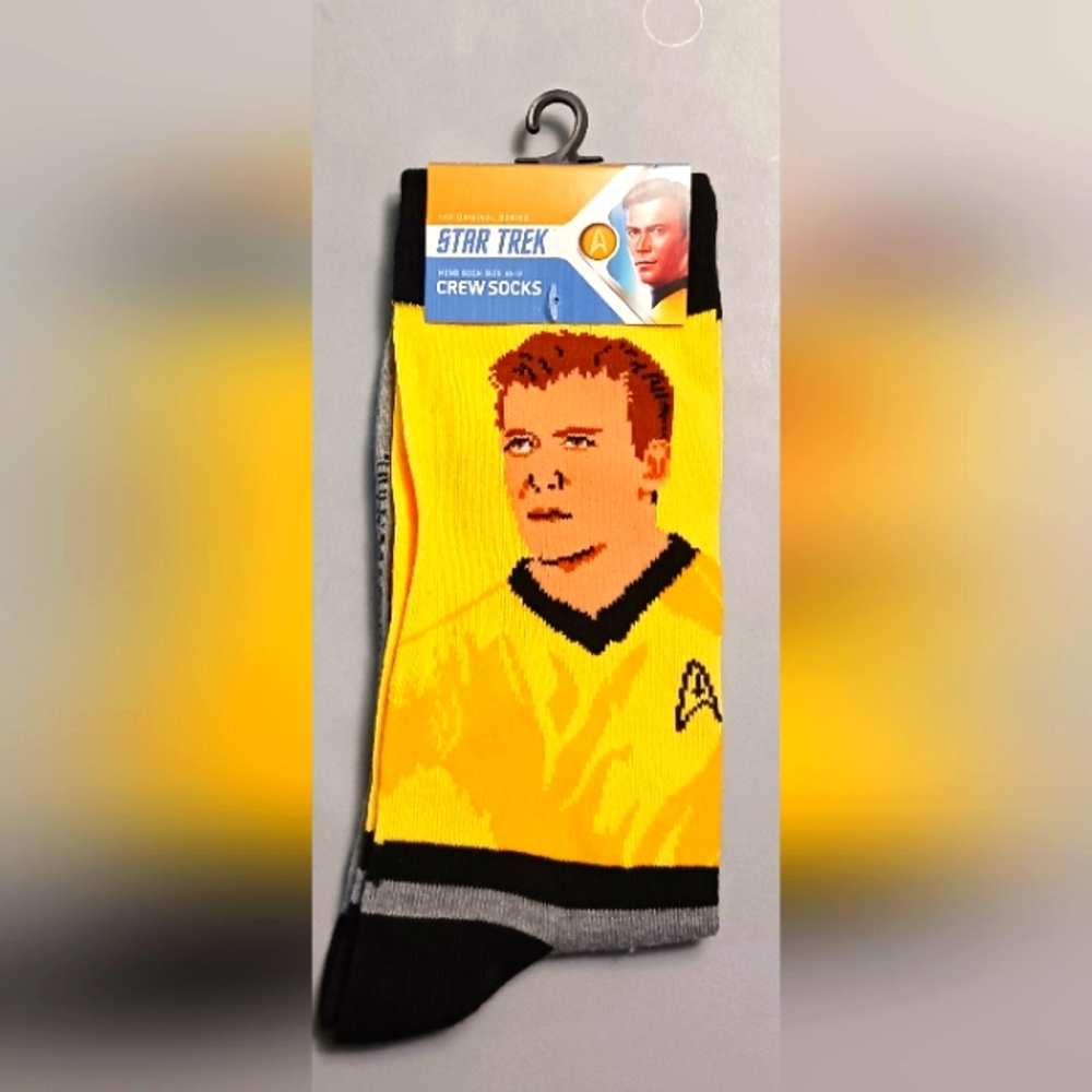 Star Trek Captain Kirk The Original Series Crew Socks Men's Size 10-13 NWT